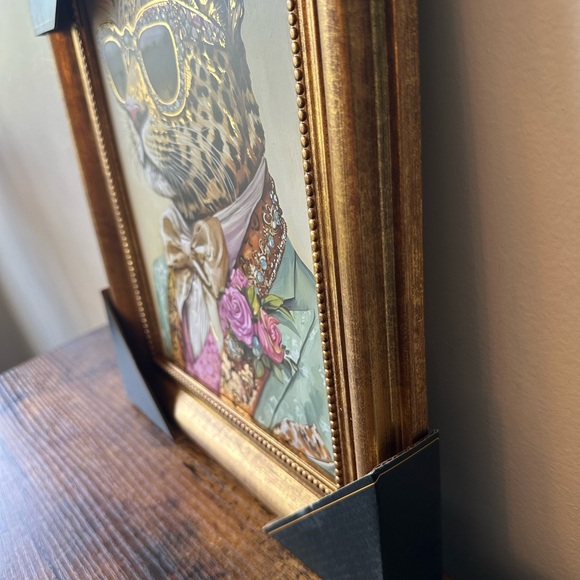 Leopard with Sunglasses & Tuxedo Gold Framed Wall Art Shiny Embellishments NWT - Picture 5 of 5